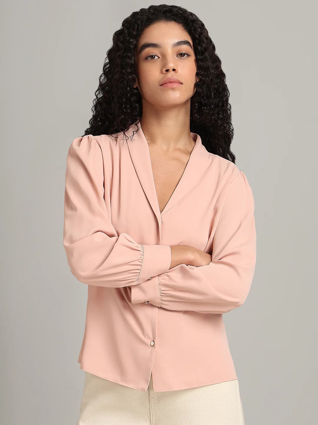 Women's Pink Casual Full Sleeves Shirt