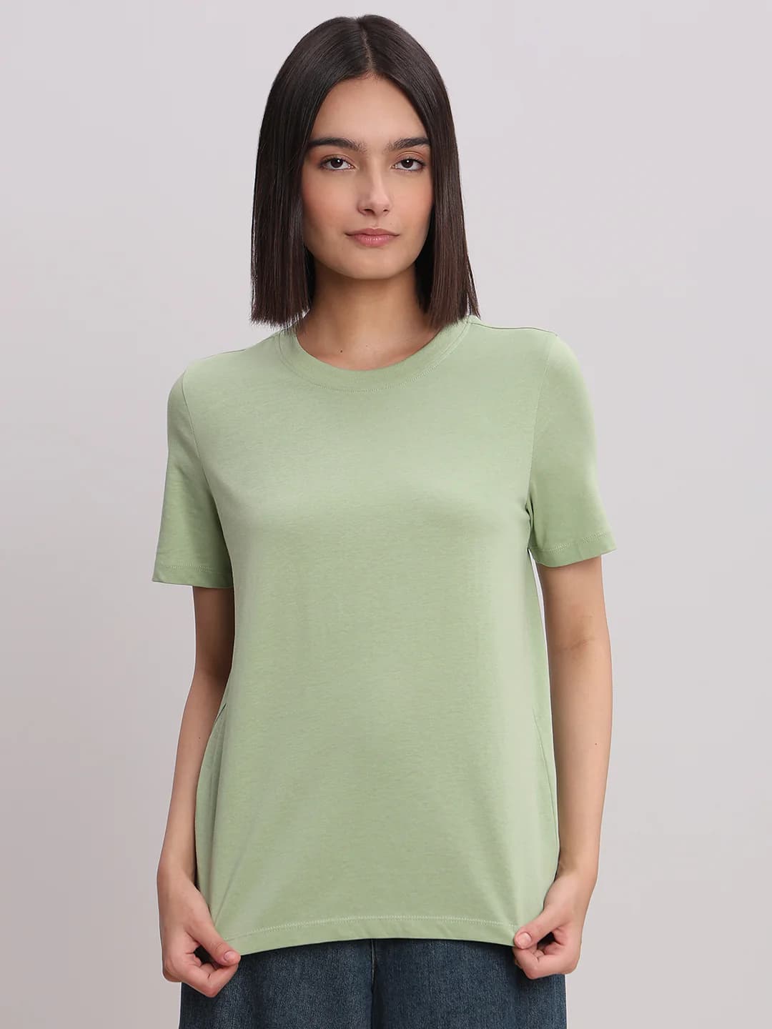 Women's Green Casual Half Sleeves Tshirt