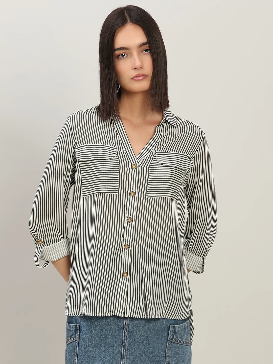 Women's White Casual Full Sleeves Shirt