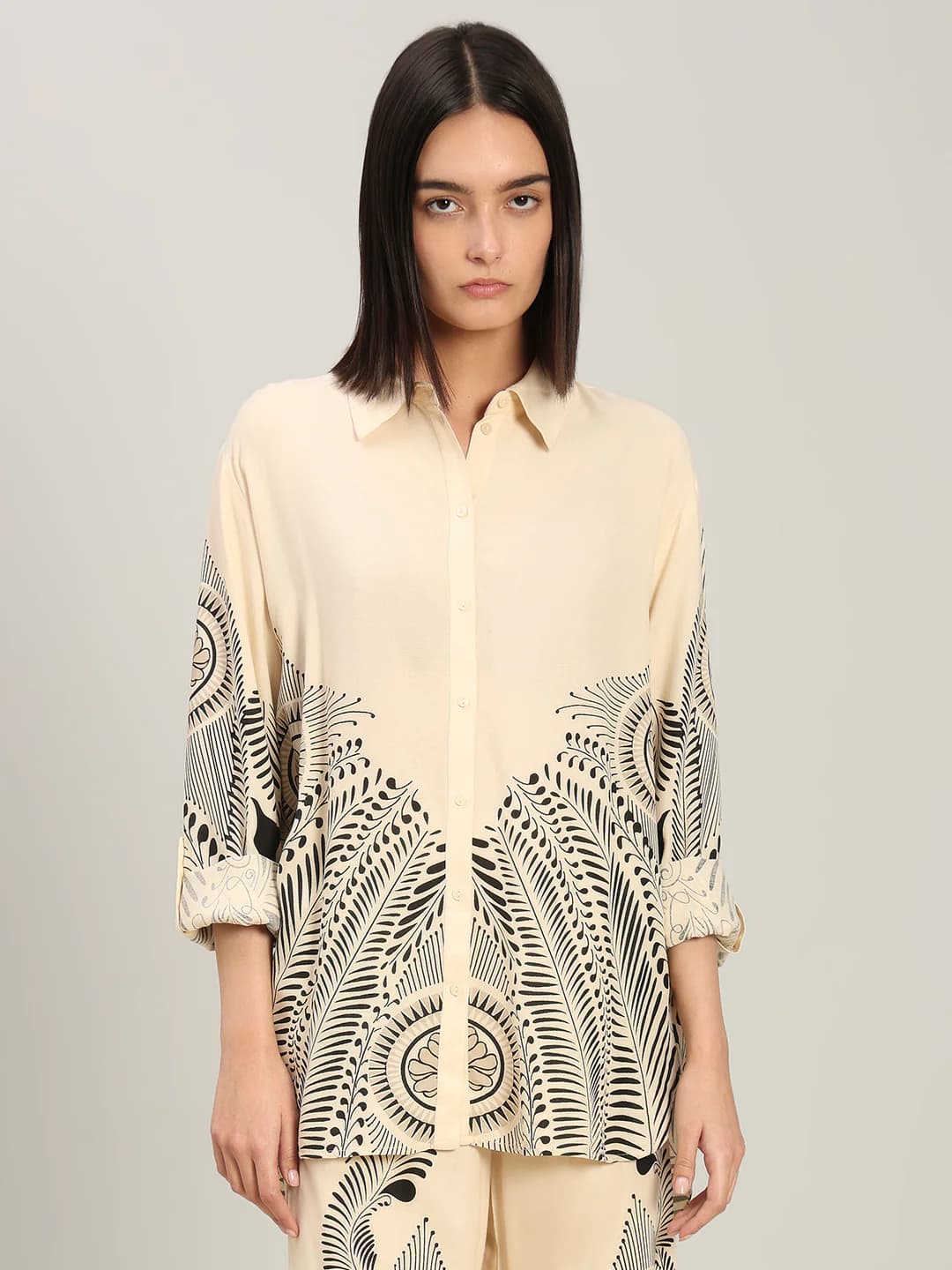 Women's Beige Casual Full Sleeves Shirt