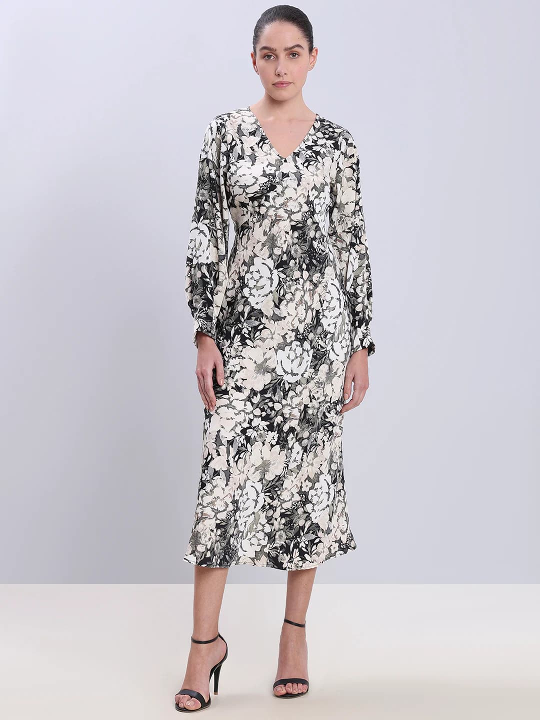 Women's Black Casual A-Line Full Sleeves Dress