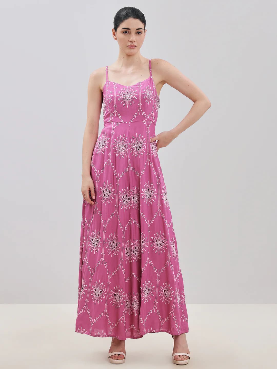 Women's Pink Casual A-Line Sleeveless Dress