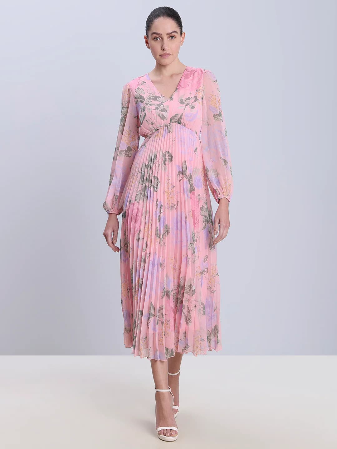 Women's Pink Casual Fit & Flared Full Sleeves Dress
