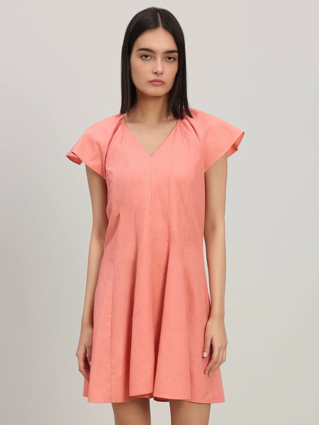 Women's Pink Casual Fit & Flared Half Sleeves Dress