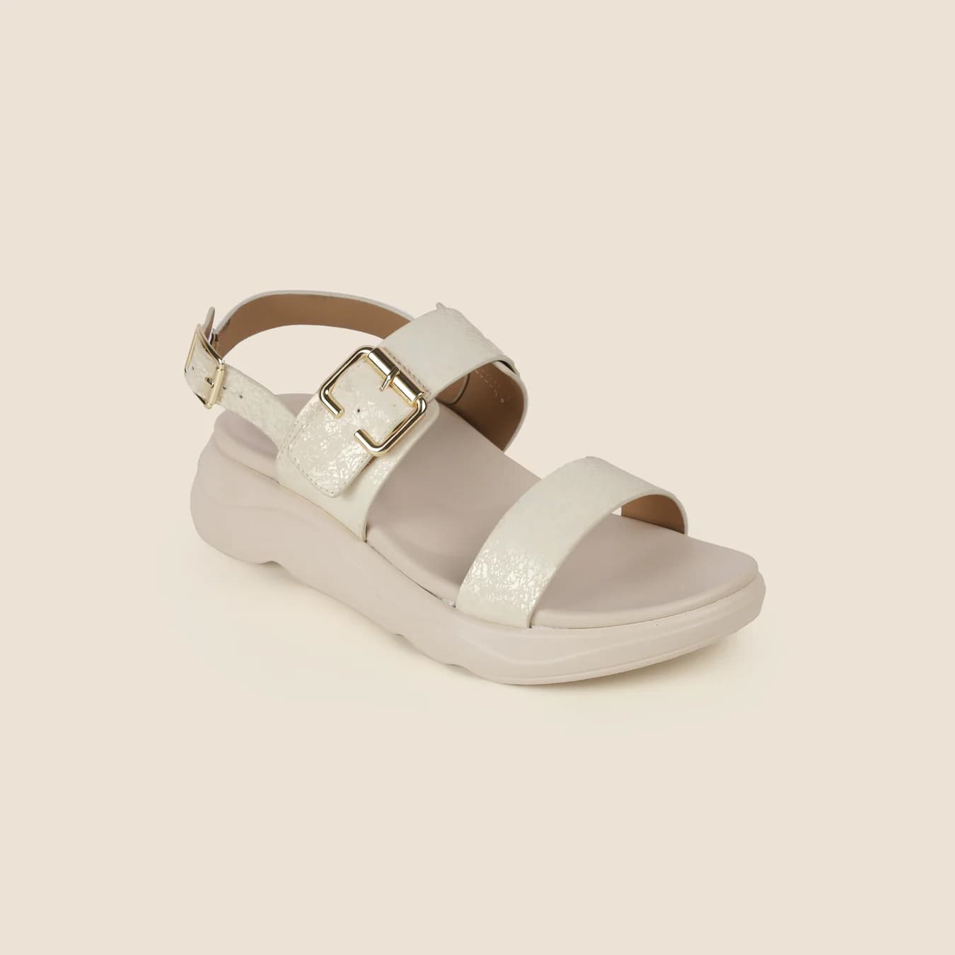 Women's Beige Casual Round Toe Synthetic Sandals