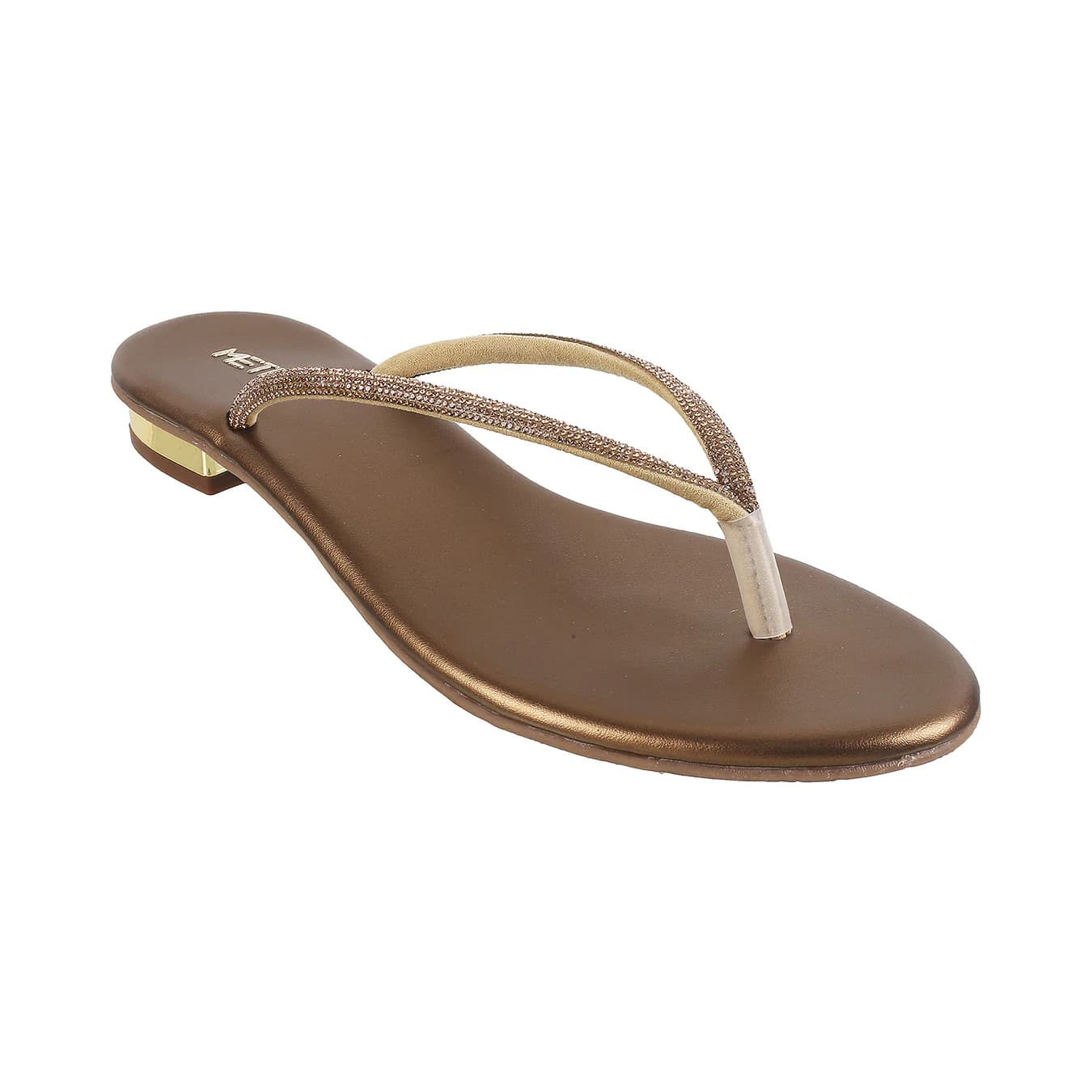 Women's Gold Casual Round Toe Synthetic Sandals