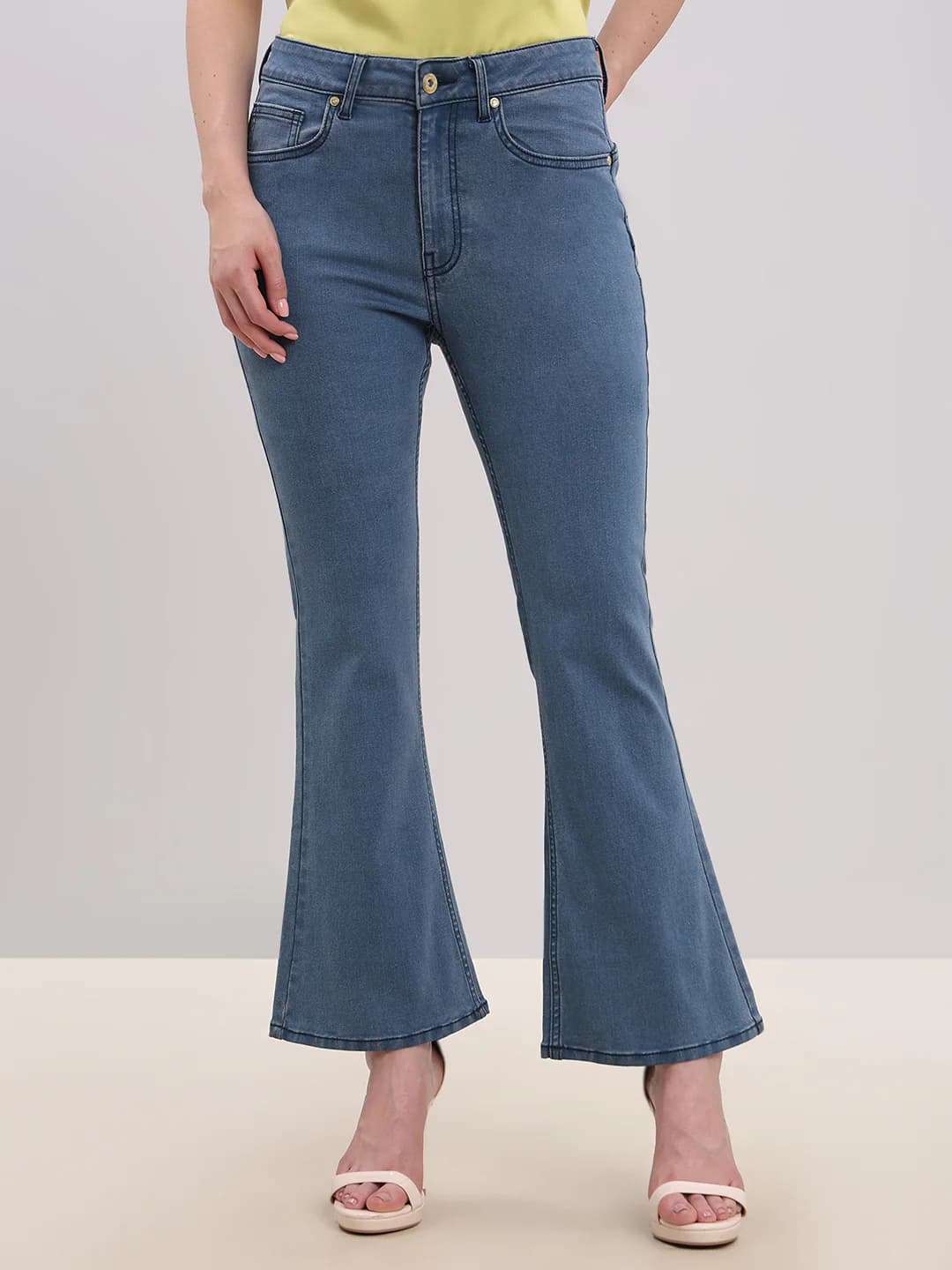 Women's Blue Casual Bootcut Fit High Rise Jeans