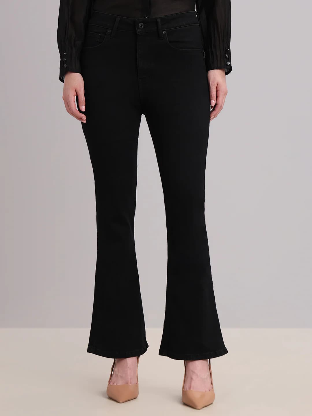 Women's Black Casual Bootcut Fit High Rise Jeans