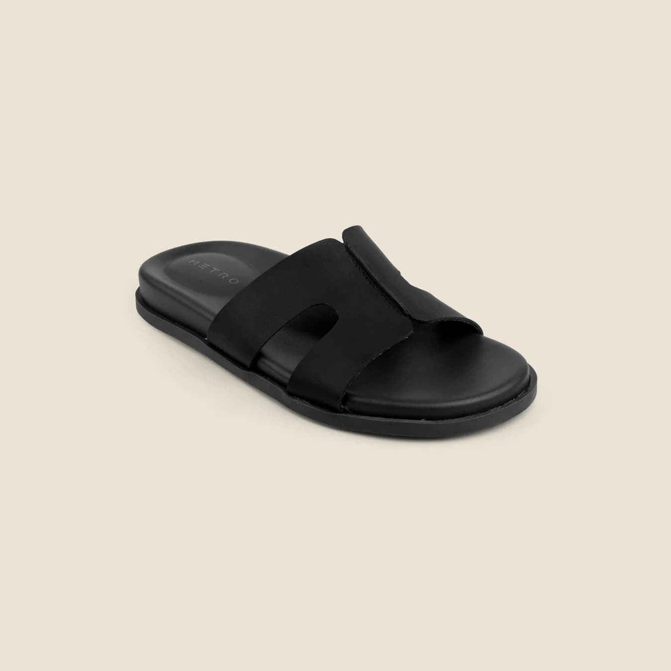 Women's Black Casual Round Toe Synthetic Sandals
