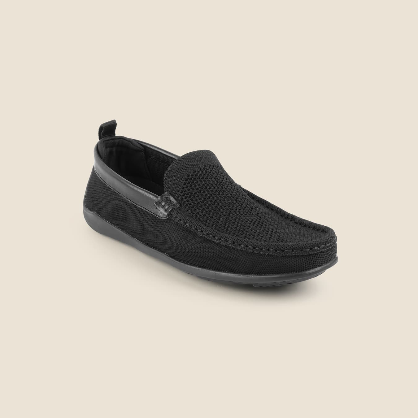 Men's Black Casual Round Toe Fabric Casual Shoes