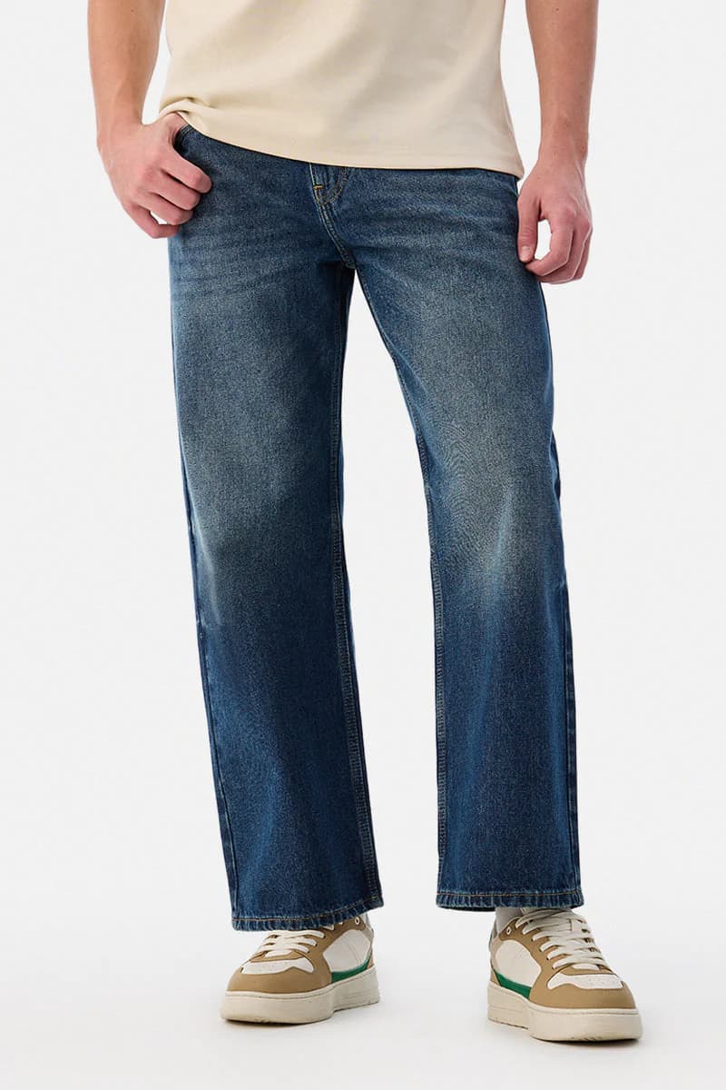 Men's Blue Casual Baggy Fit Solid Jeans