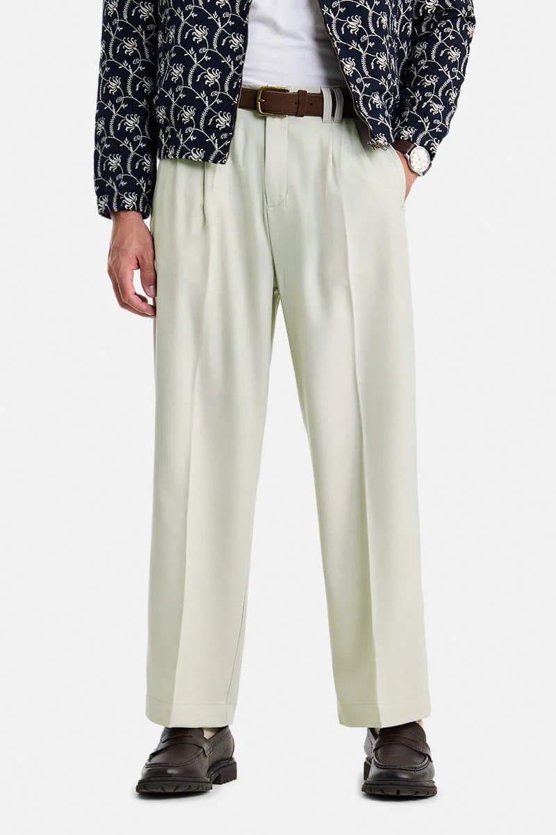 Men's Off White Casual Baggy Fit Solid Trouser