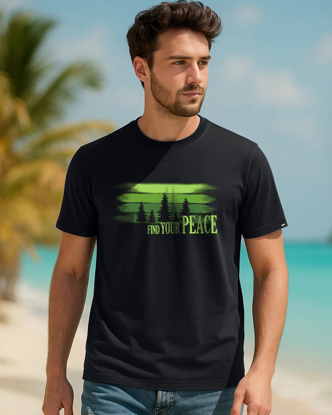 Men's Jet Black Who Needs People Graphic Printed Tshirt