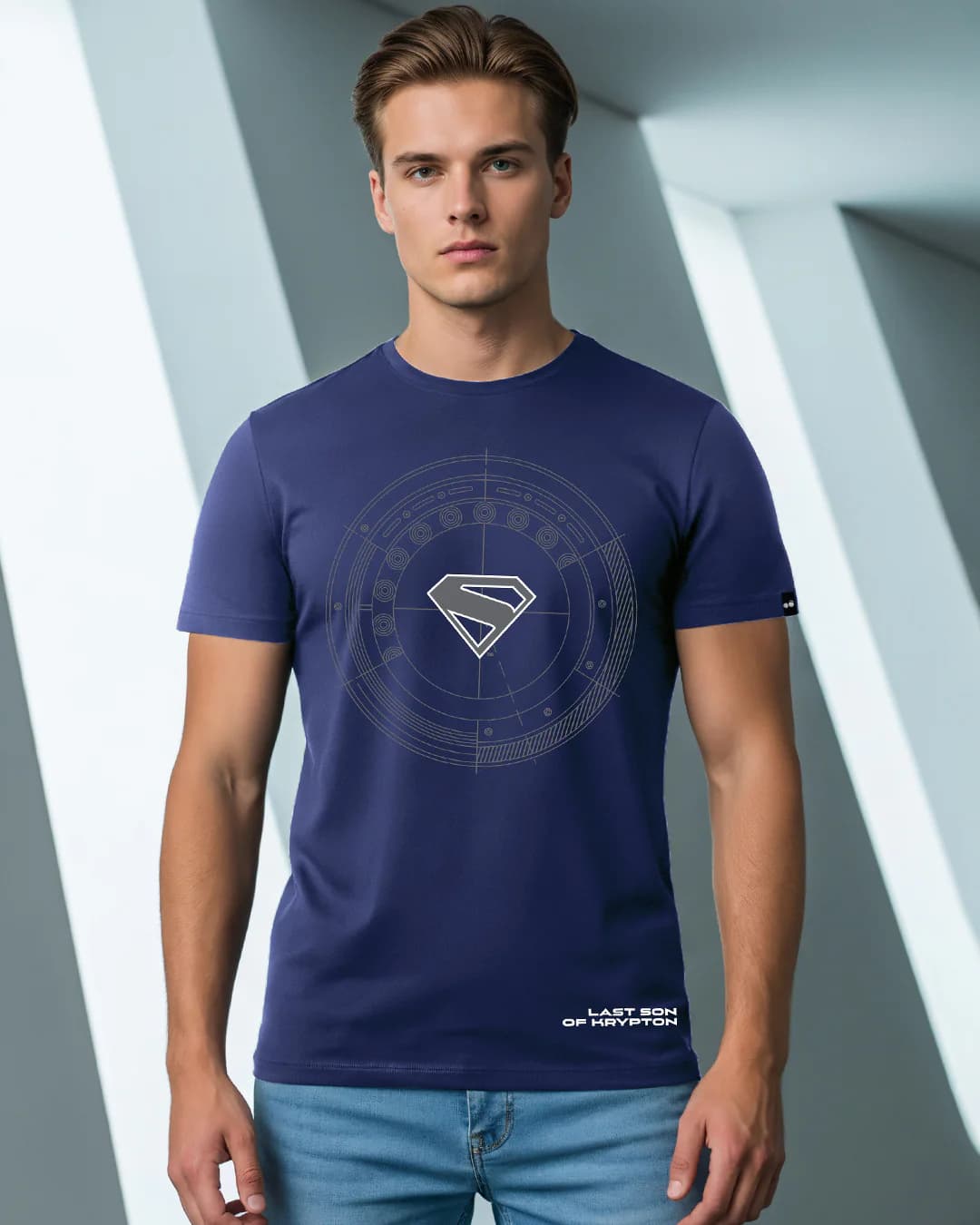 Men's Blue Casual Printed Half Sleeves Tshirt