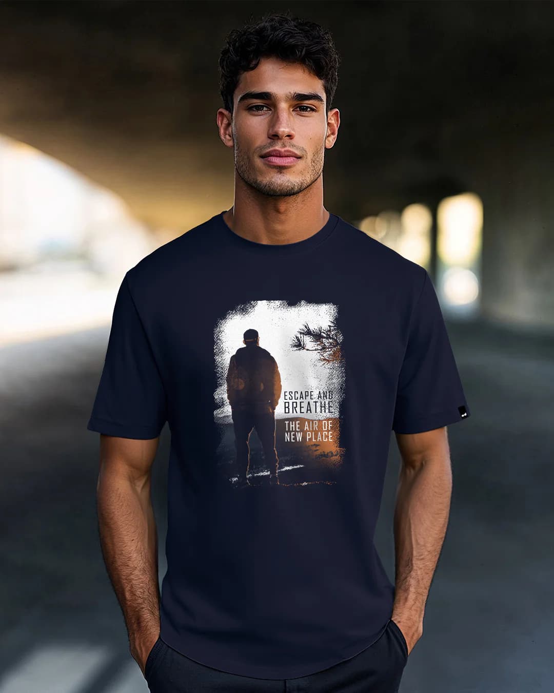 Men's Blue Make Tracks Graphic Printed Tshirt