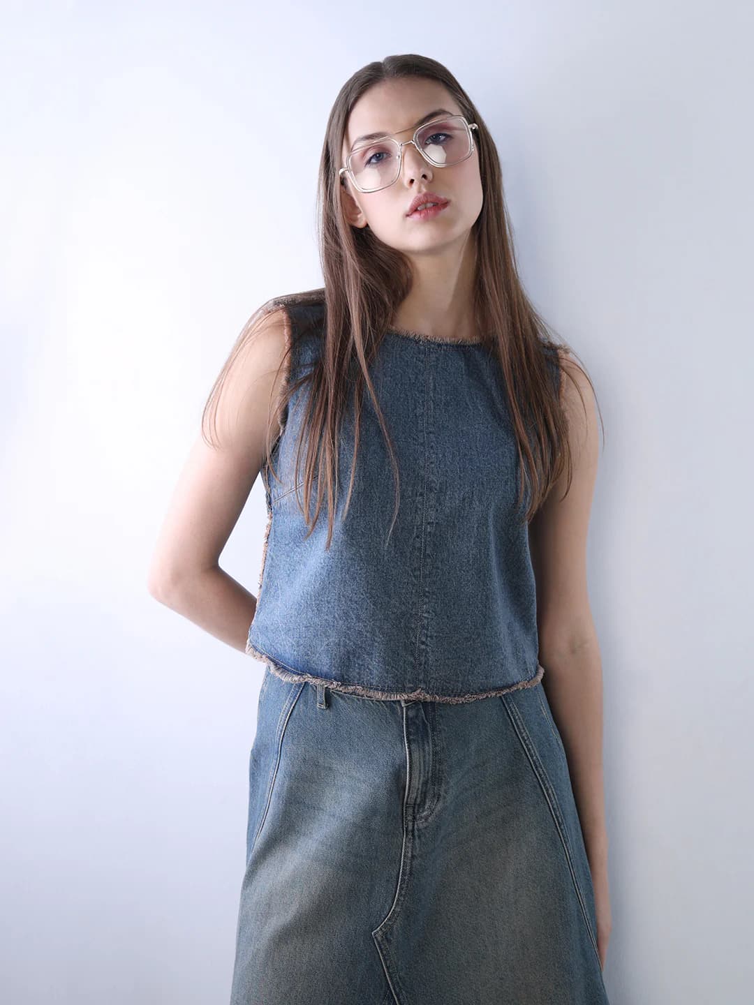Women's Blue Casual Sleeveless Regular Fit Top