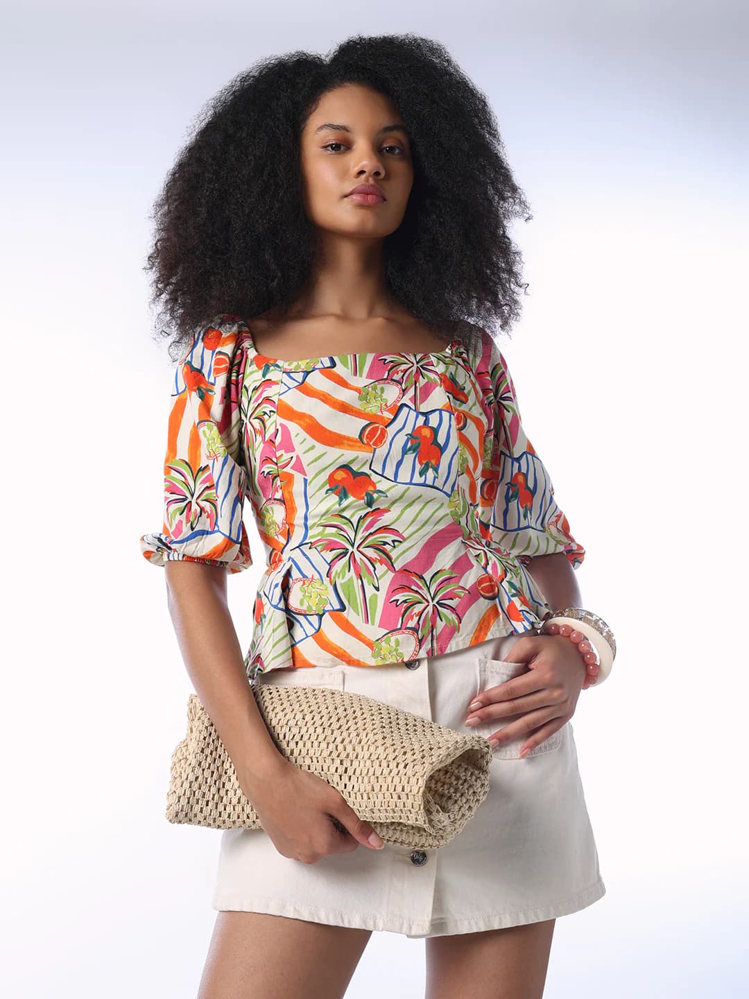 Women's Multicolor Casual Half Sleeves Regular Fit Top