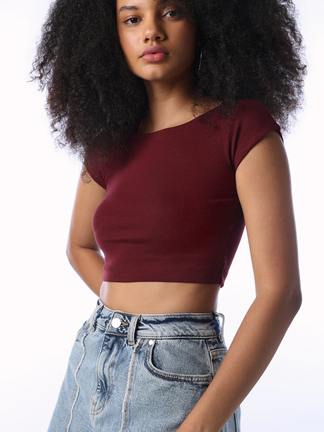 Women's Red Casual Half Sleeves Slim Fit Tshirt