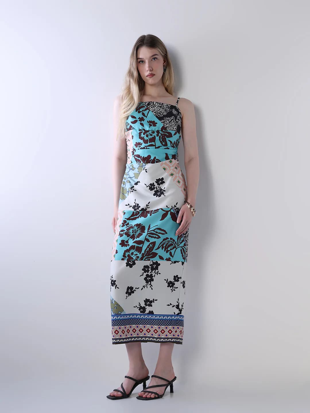 Women's Multicolor Party Sleeveless Fit and Flared Dress