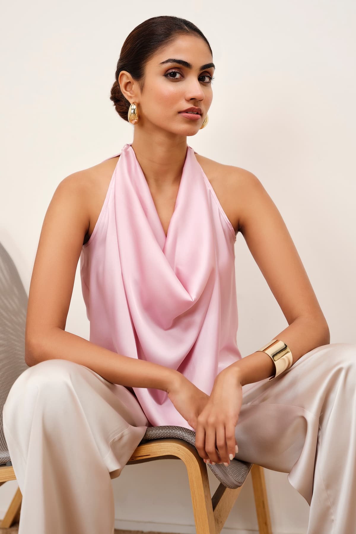 Women's Pink Casual Solid Sleeveless Tops