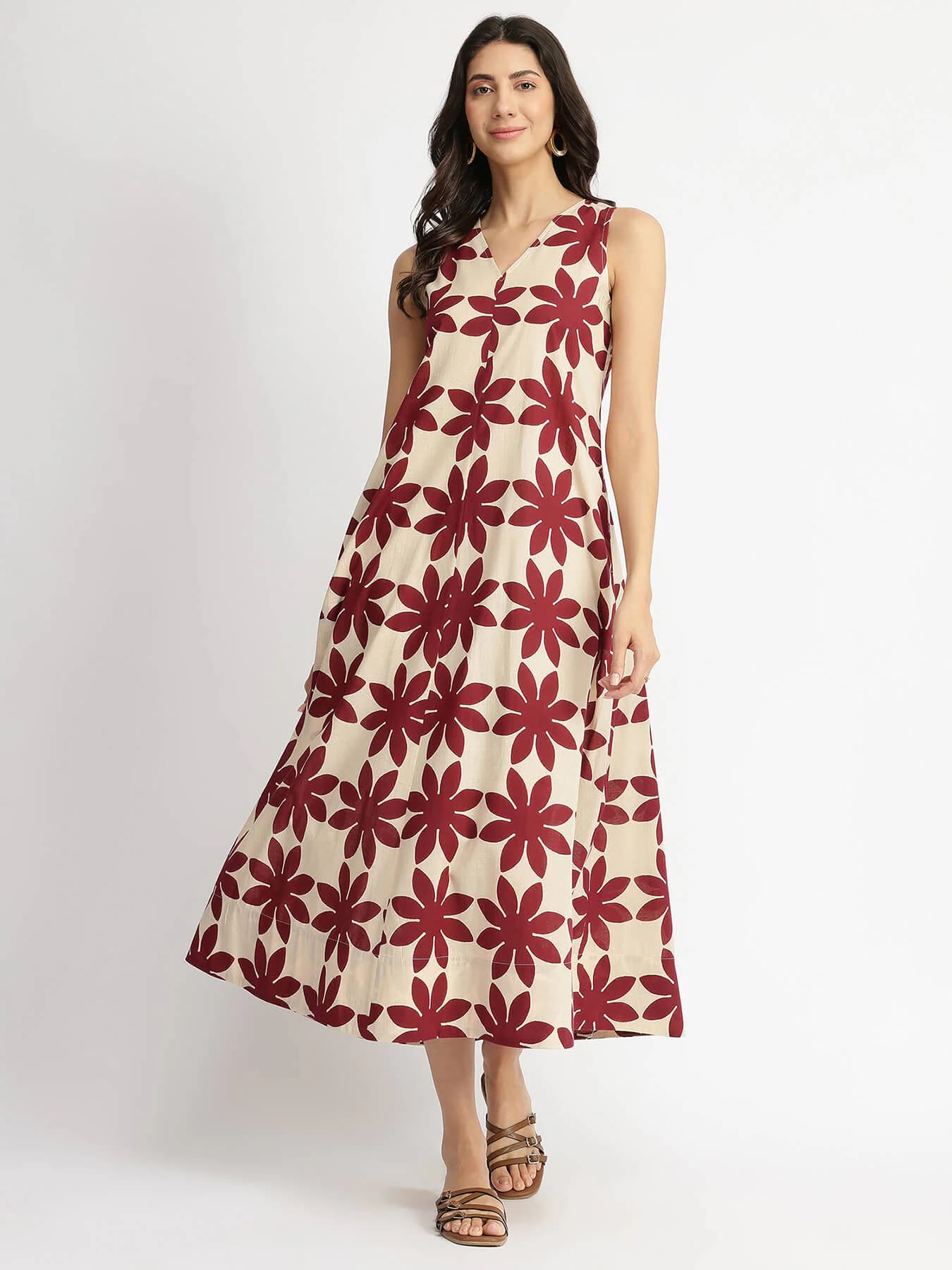 Women's Multicolor Casual Floral V-Neck Dress