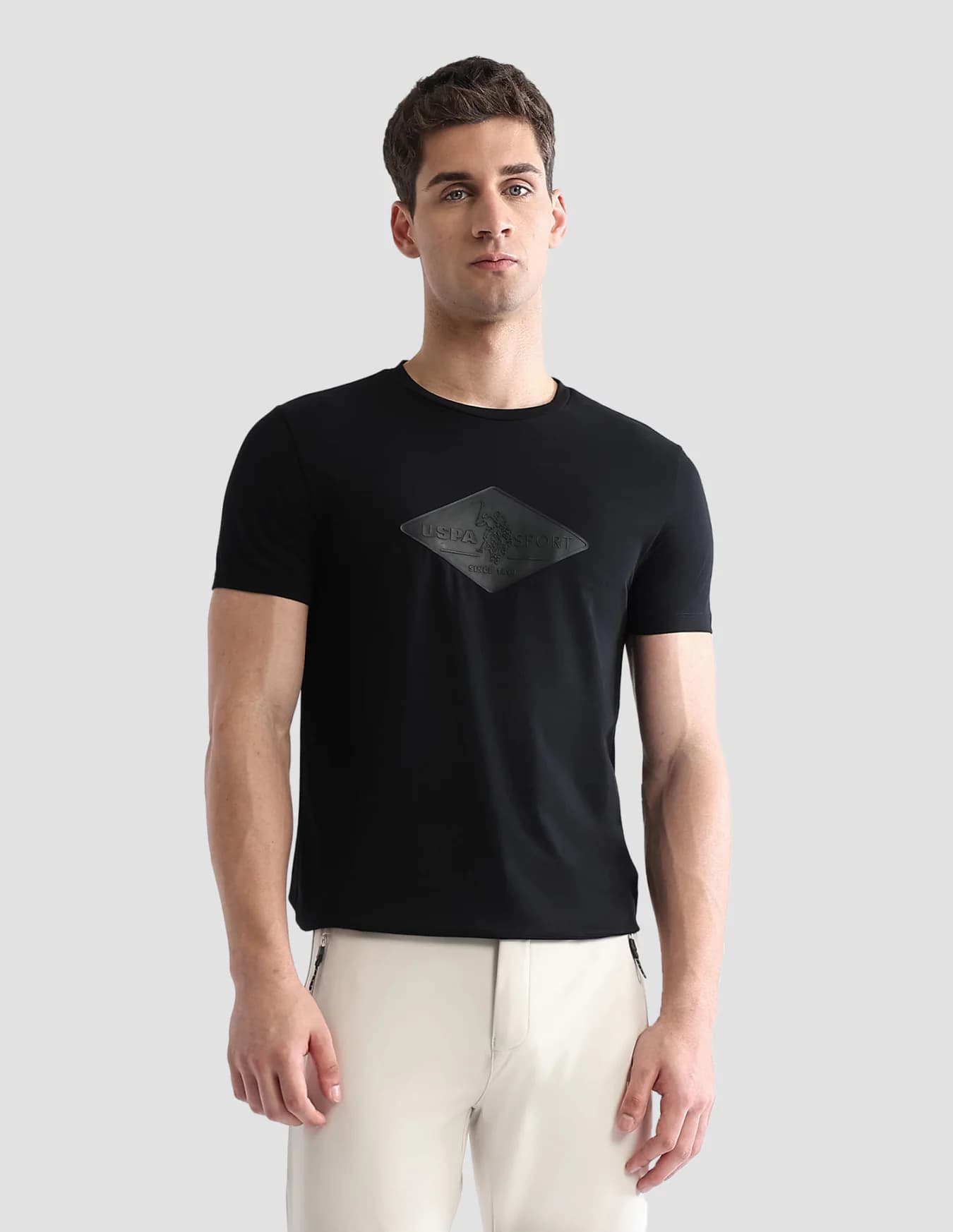 Men's Black Sports Regular Fit Half Sleeves Tshirt