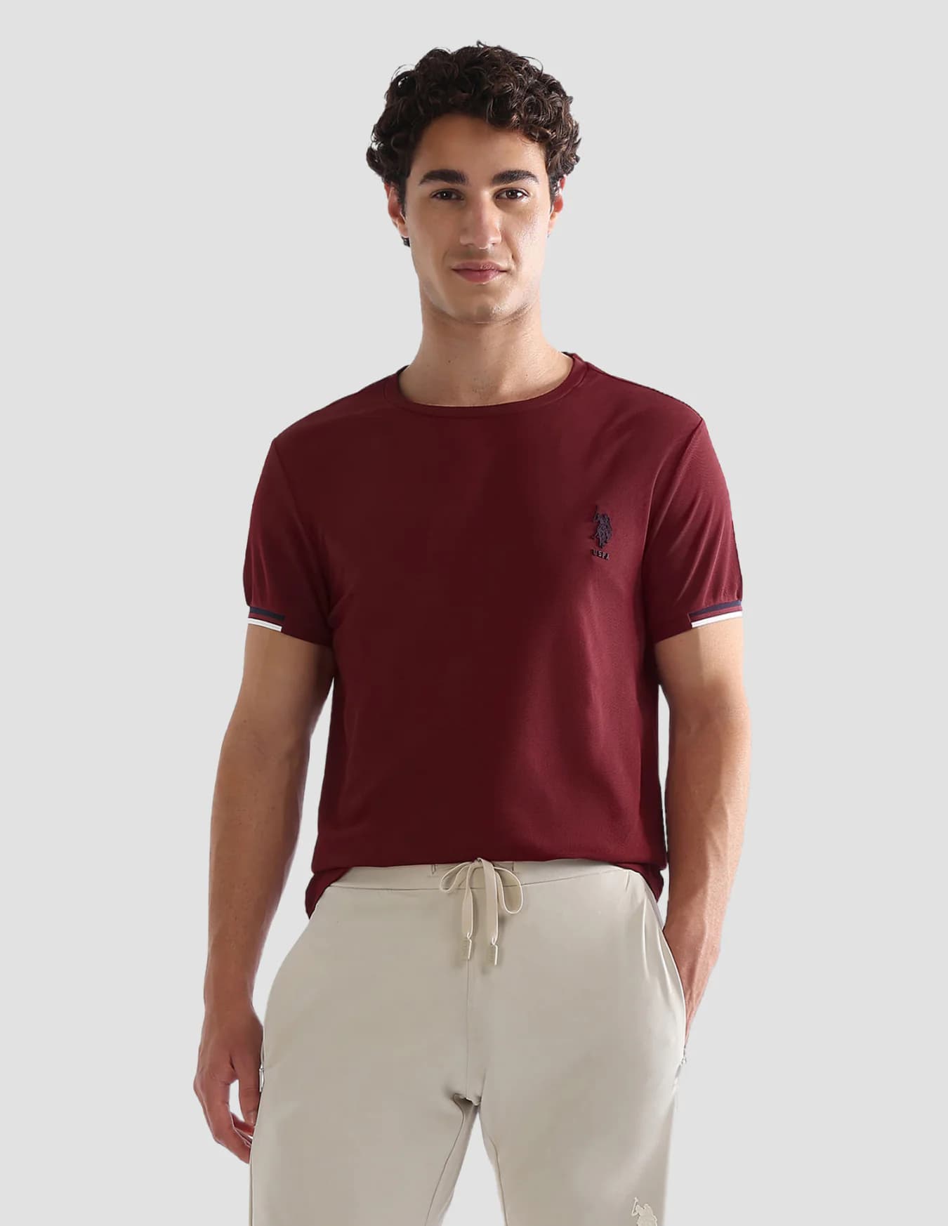 Men's Red Sports Slim Fit Half Sleeves Tshirt