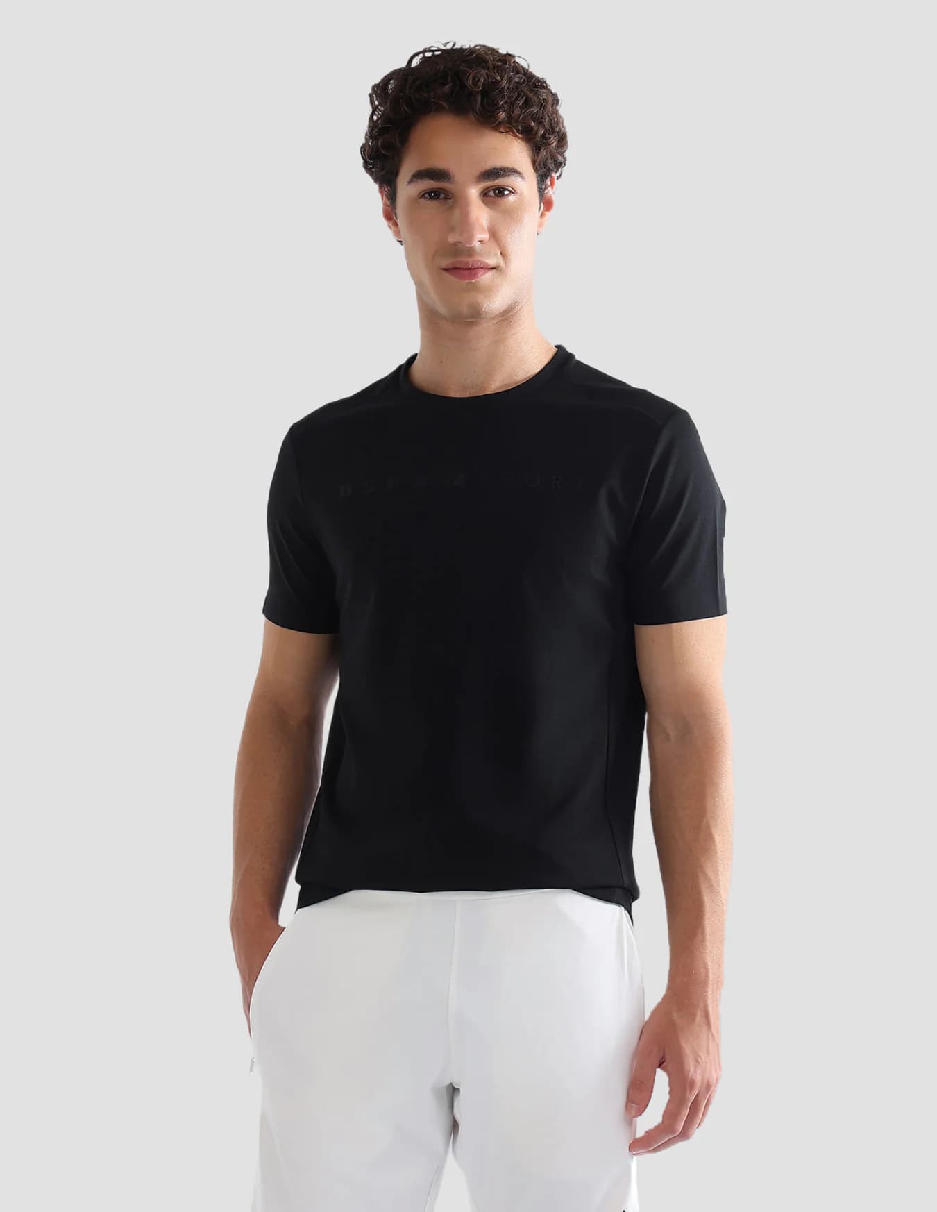 Men's Black Sports Slim Fit Half Sleeves Tshirt