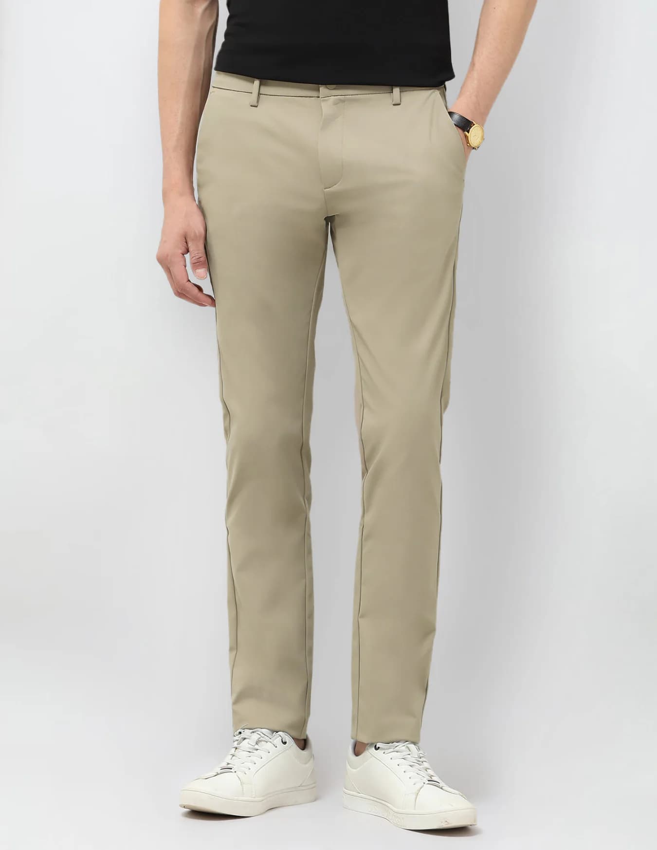 Men's Brown Casual Slim Fit Mid Rise Non-Faded Trouser