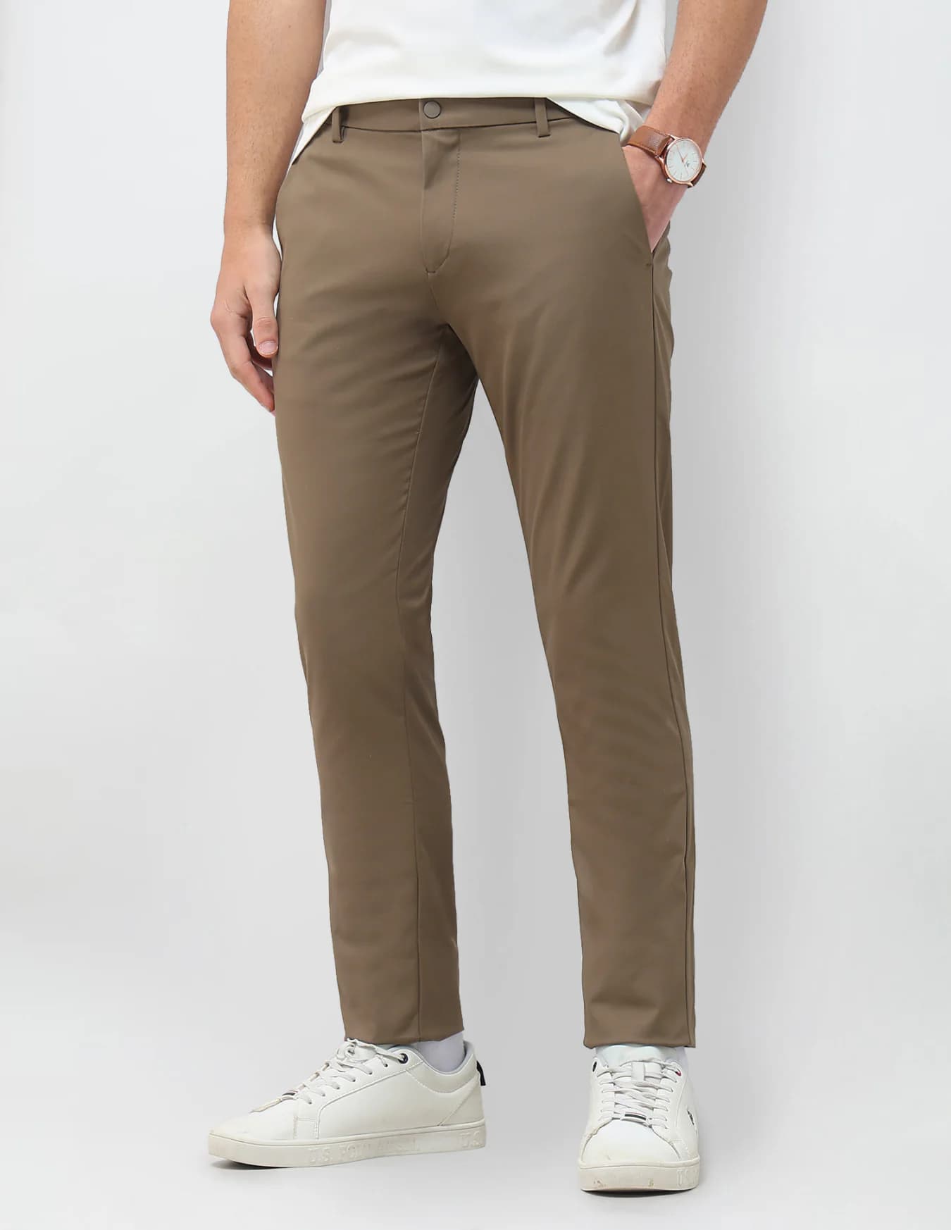 Men's Brown Casual Slim Fit Mid Rise Non-Faded Trouser