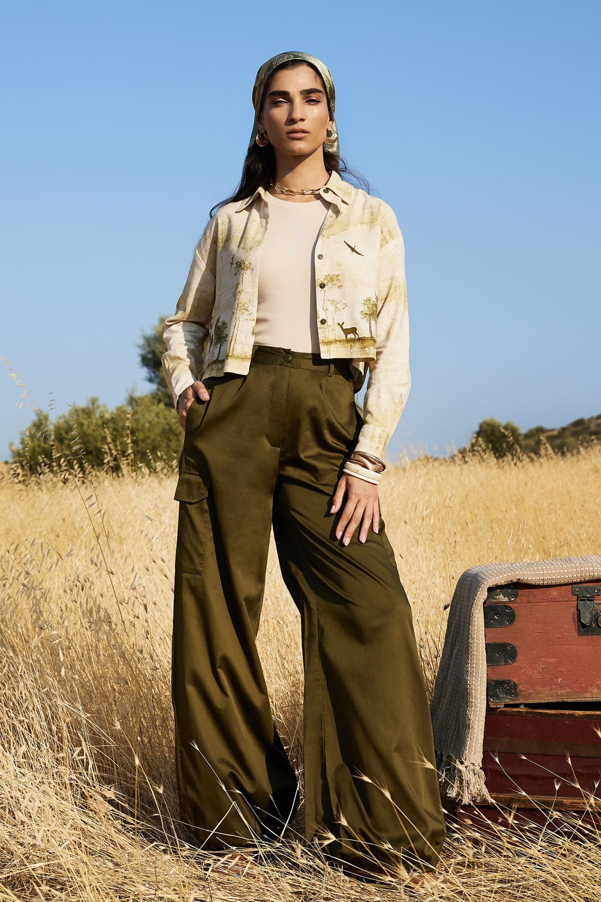 Women's Green Casual Printed Shirt