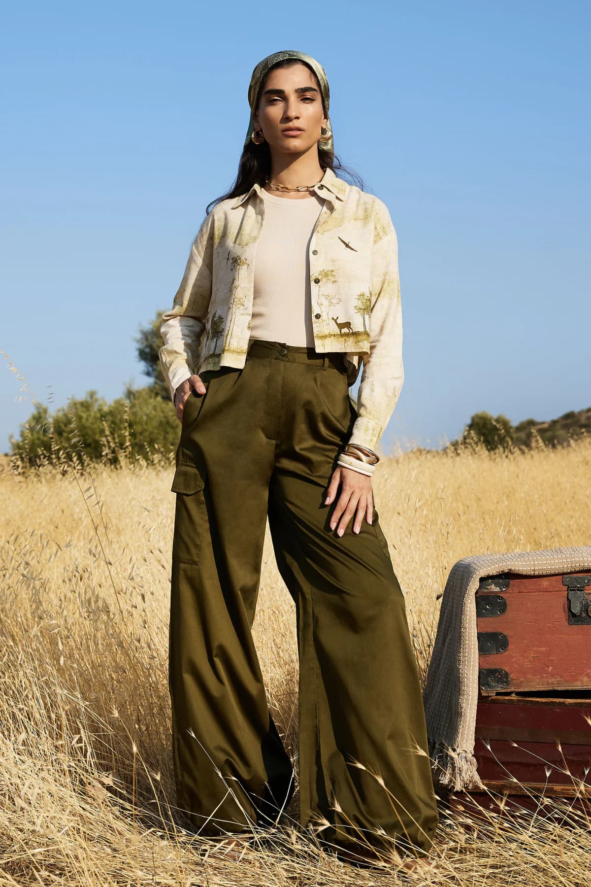 Women's Green Casual Printed Shirt