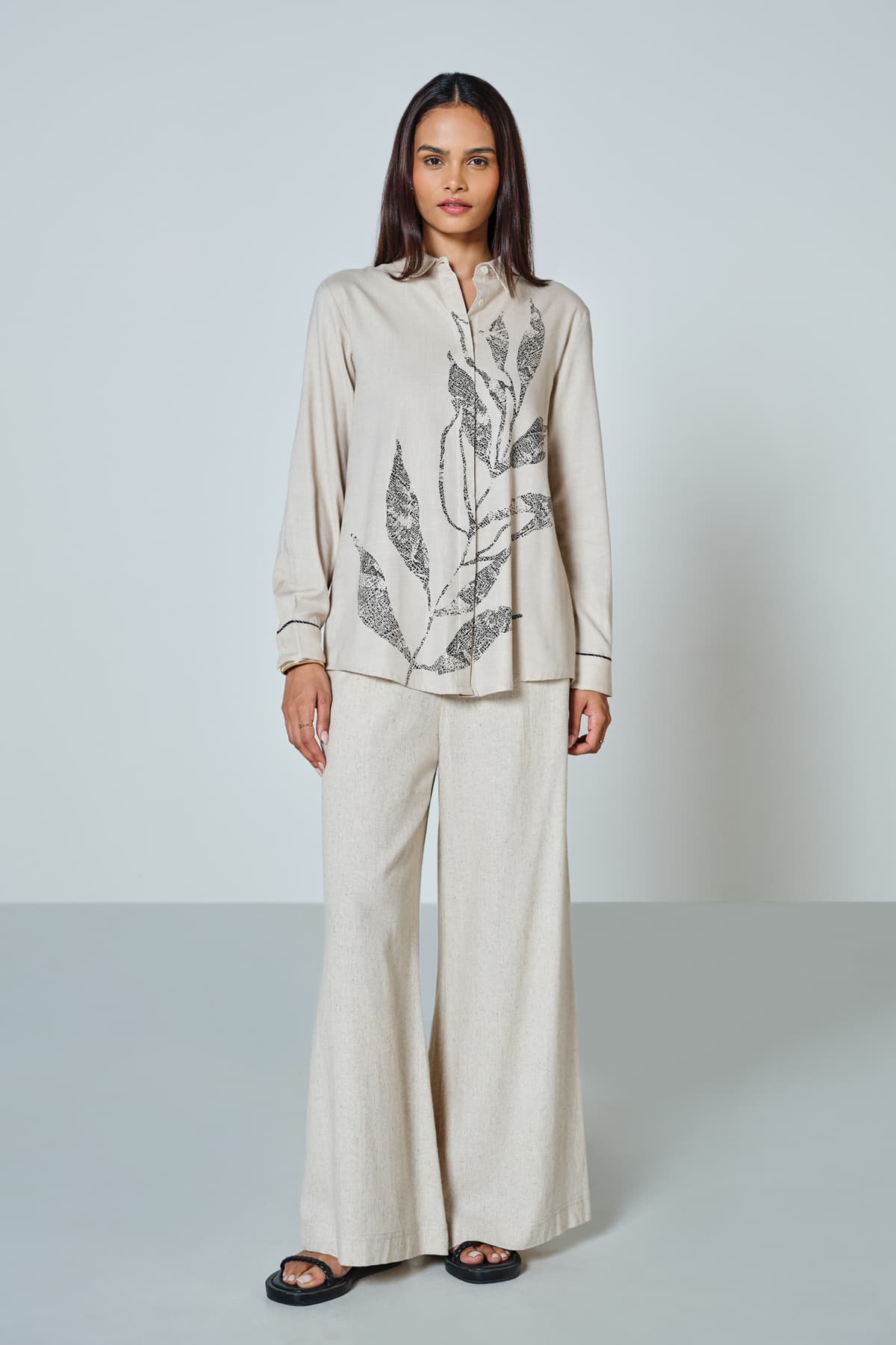 Women's Beige Casual Floral Shirt