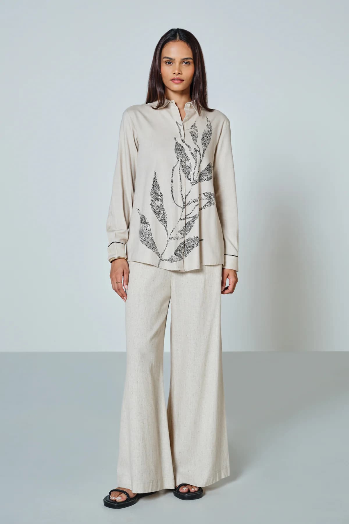 Women's Beige Casual Floral Shirt