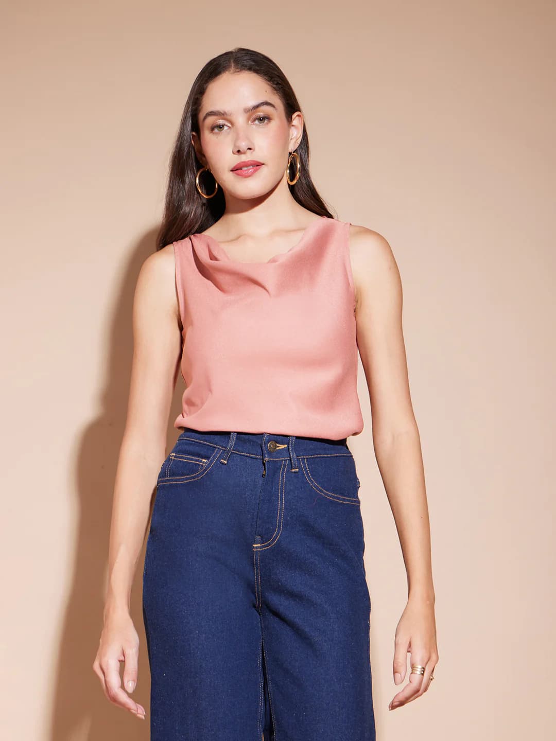Women's Pink Casual Solid A-Line Top