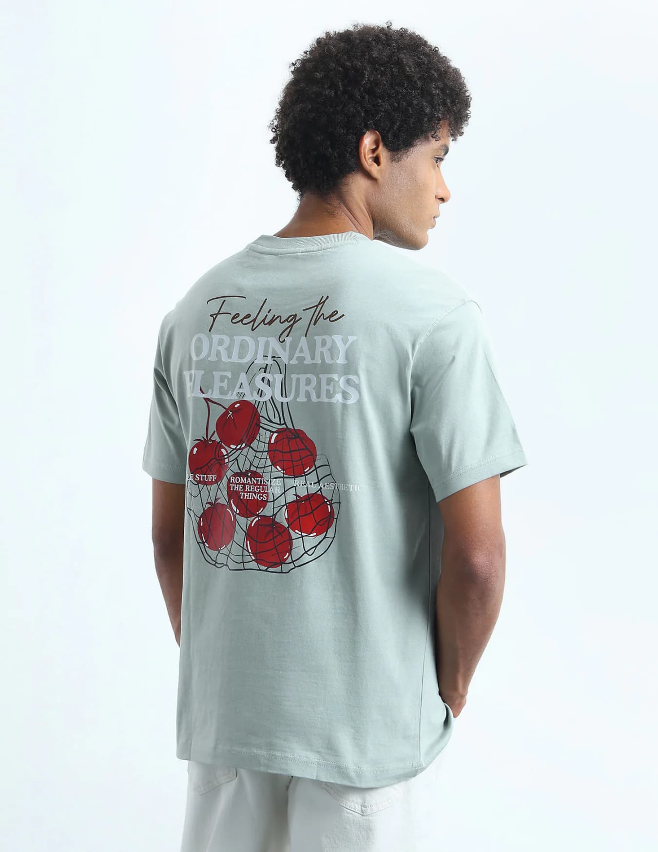 Men's Green Casual Half Sleeves Oversized Fit Tshirt