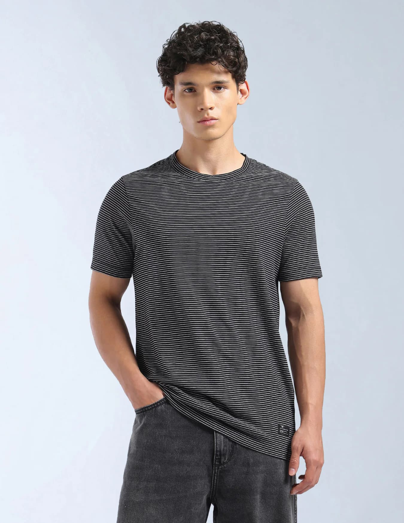 Men's Black Casual Half Sleeves Regular Fit Tshirt