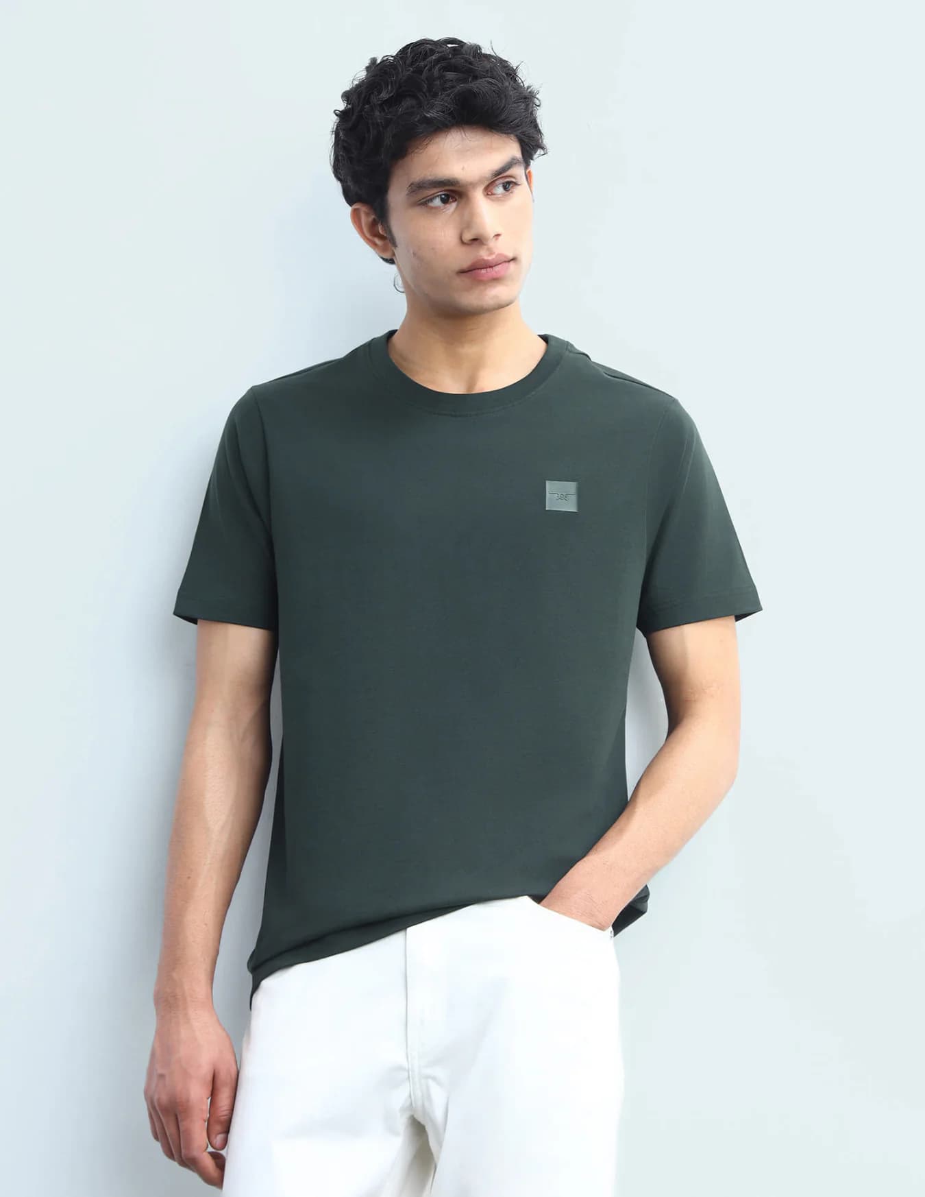 Men's Green Casual Half Sleeves Regular Fit Tshirt