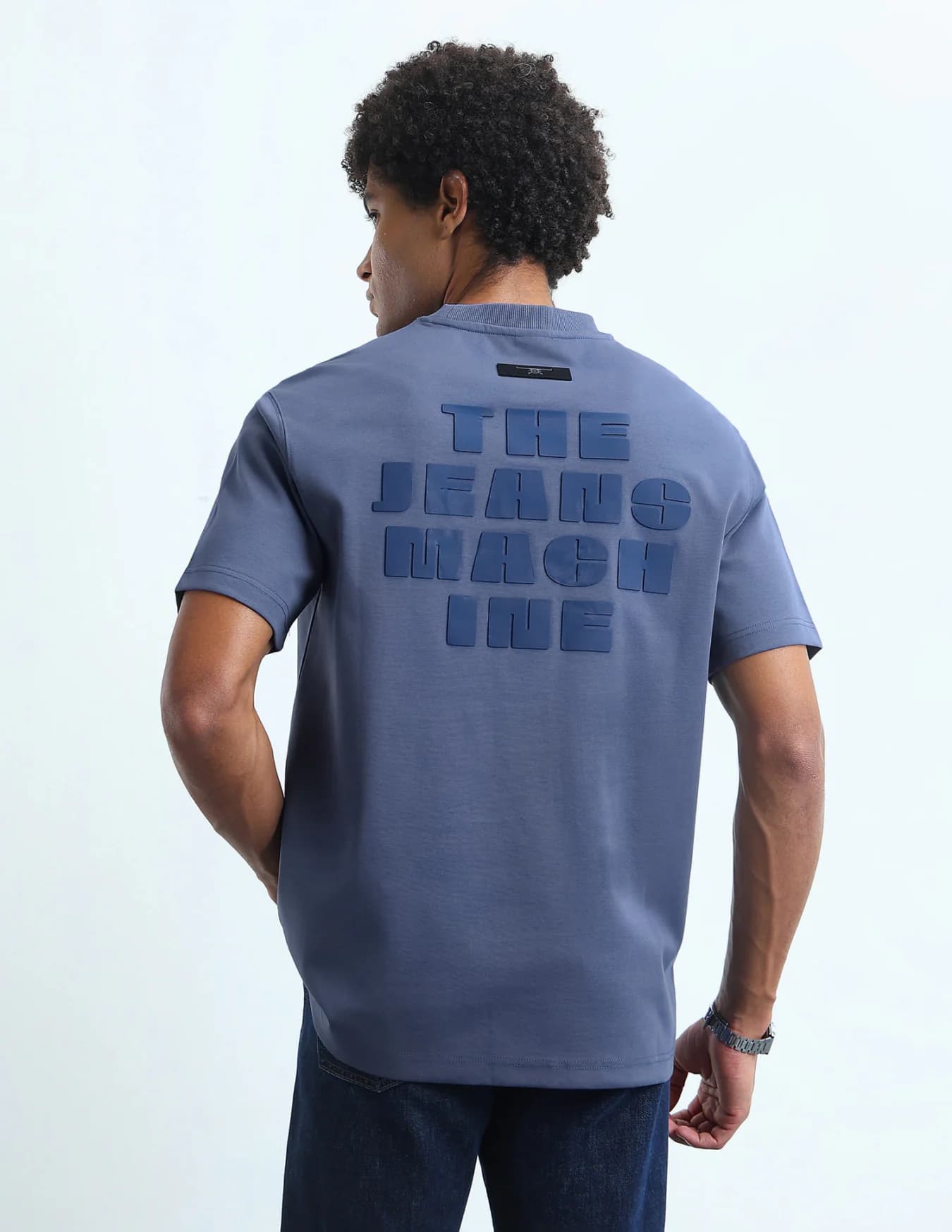 Men's Blue Casual Half Sleeves Oversized Fit Tshirt