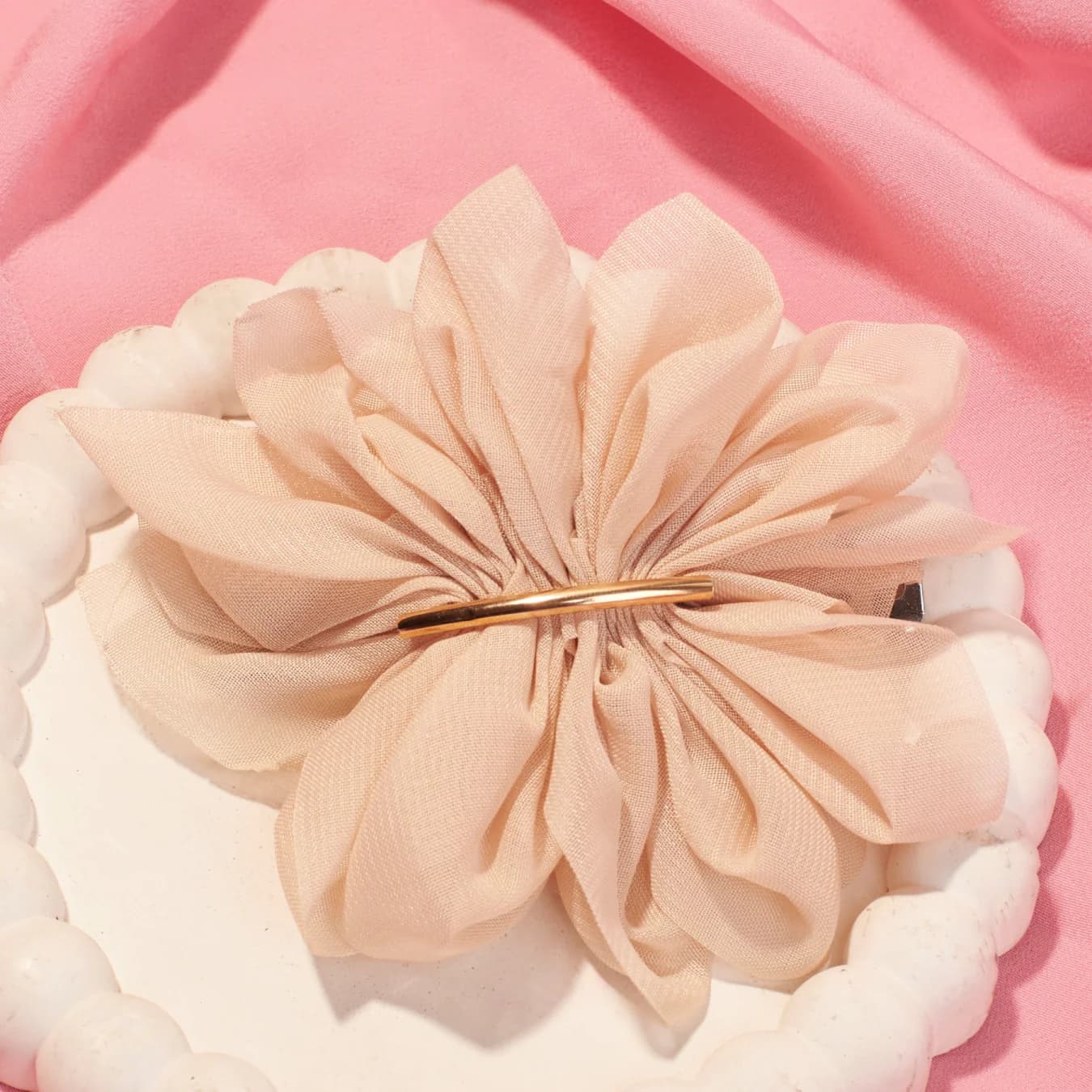 Women's Green Casual Ruffle Hair Pin