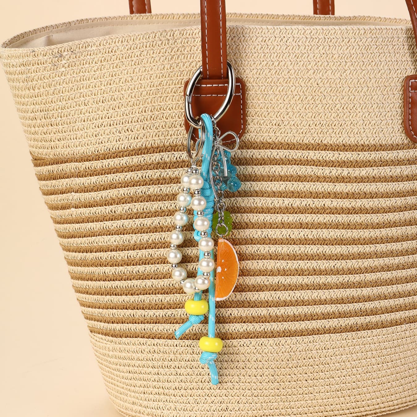 Women's Tropical Fruit Slices and Beads Bag Charm