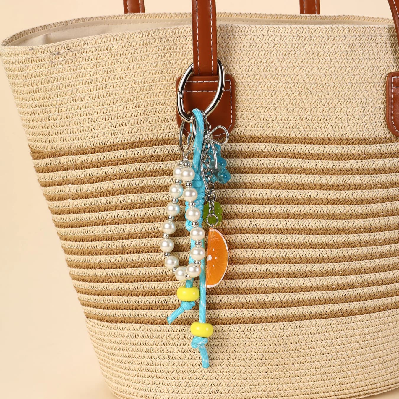 Women's Tropical Fruit Slices and Beads Bag Charm