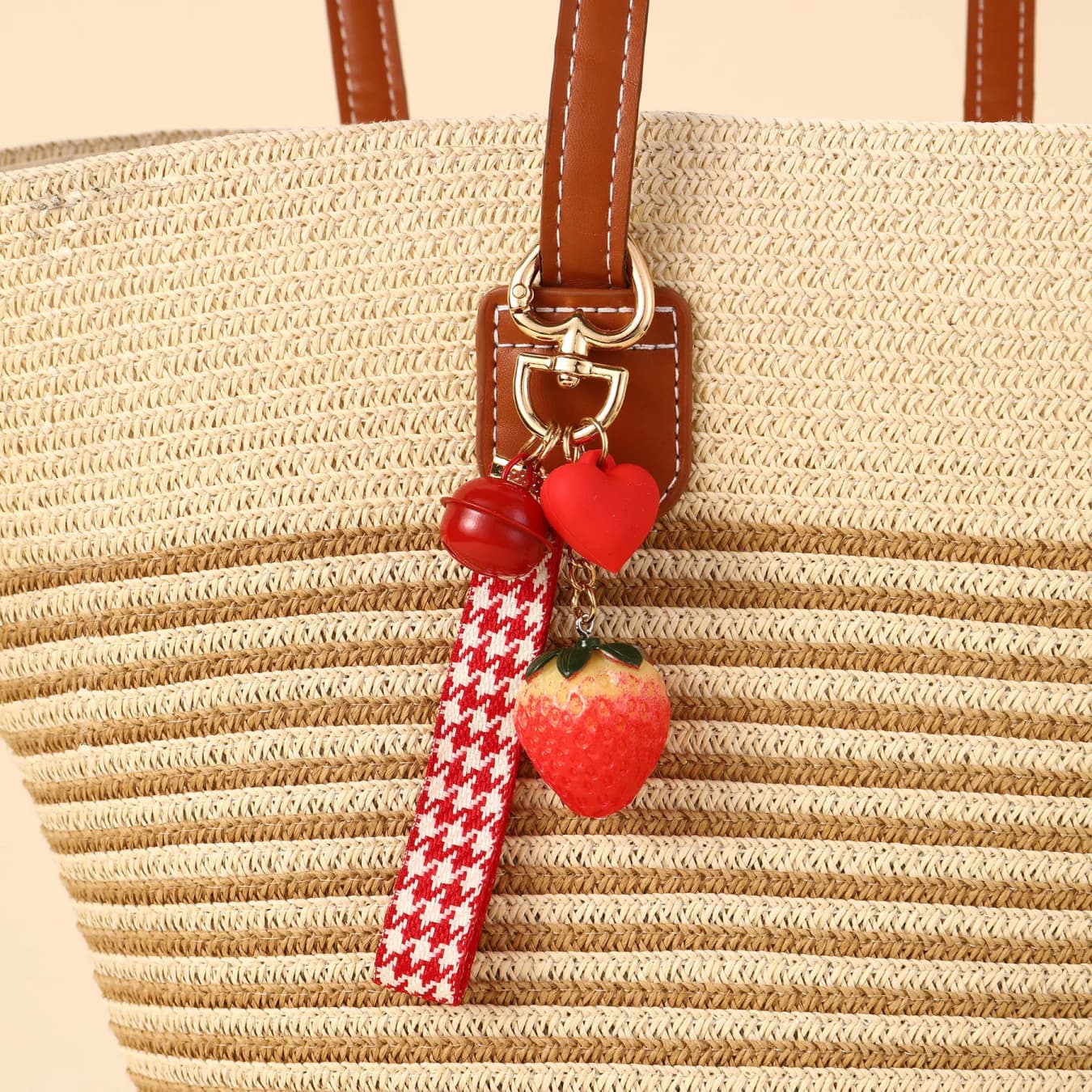 Women's Hearts and Strawberry Purse Charm