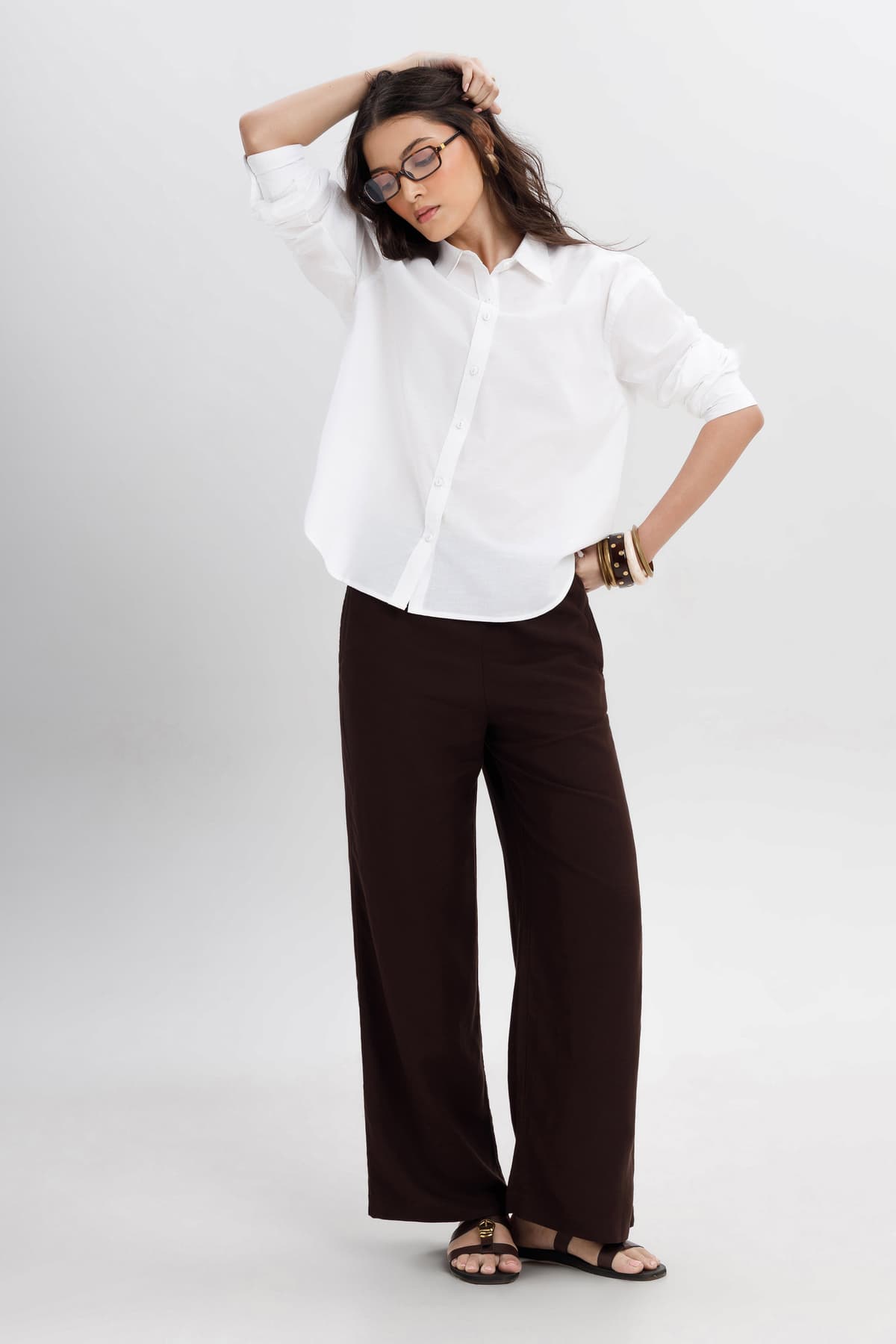 Women's White Casual Solid Full Sleeves Regular Fit Shirt