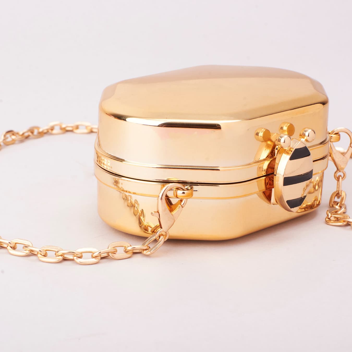 Women's Gold Solid Marble Finish Acrylic Mini Clutch Bag