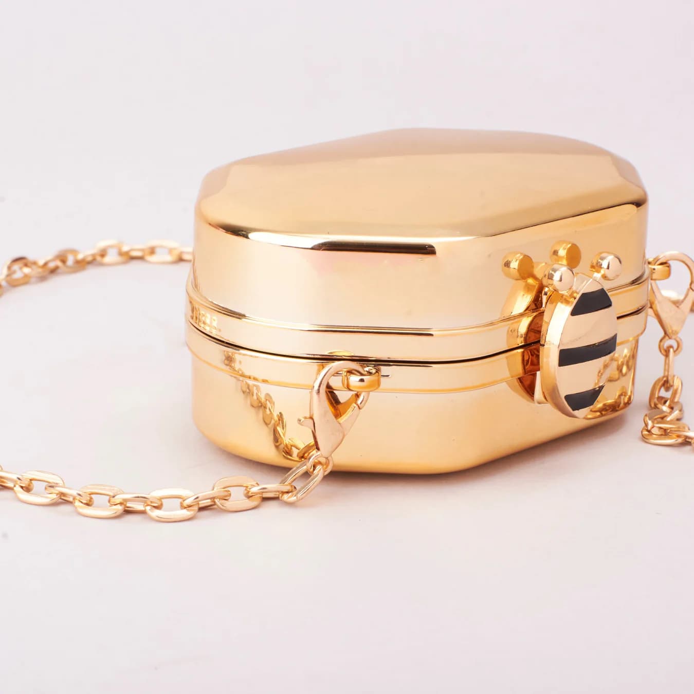 Women's Gold Solid Marble Finish Acrylic Mini Clutch Bag