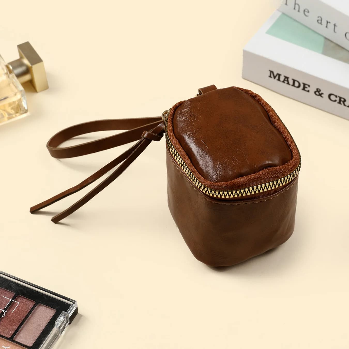 Women's Brown Solid Glam Travel Organiser Mini Bag