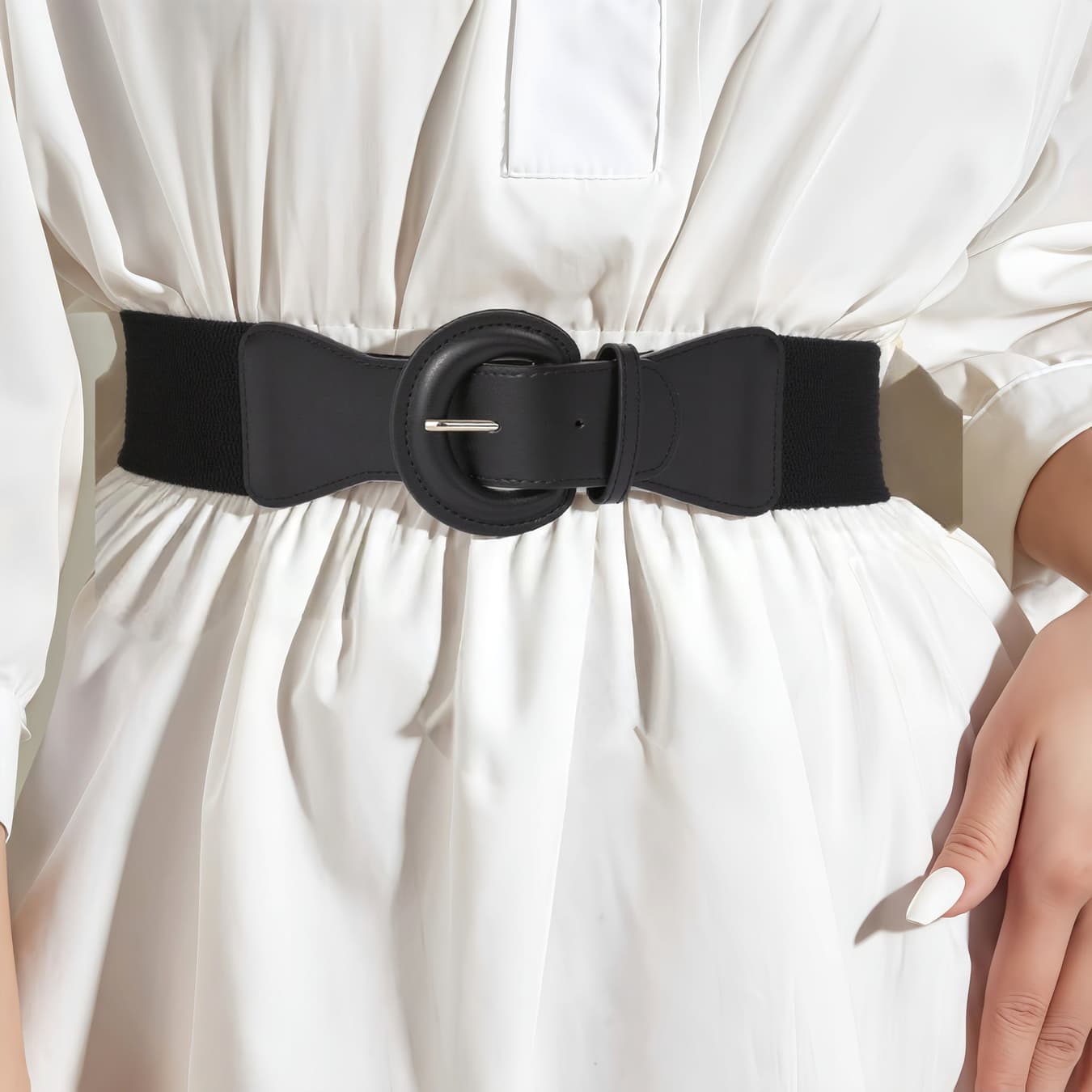 Women's Black Bold Solid PU Belt