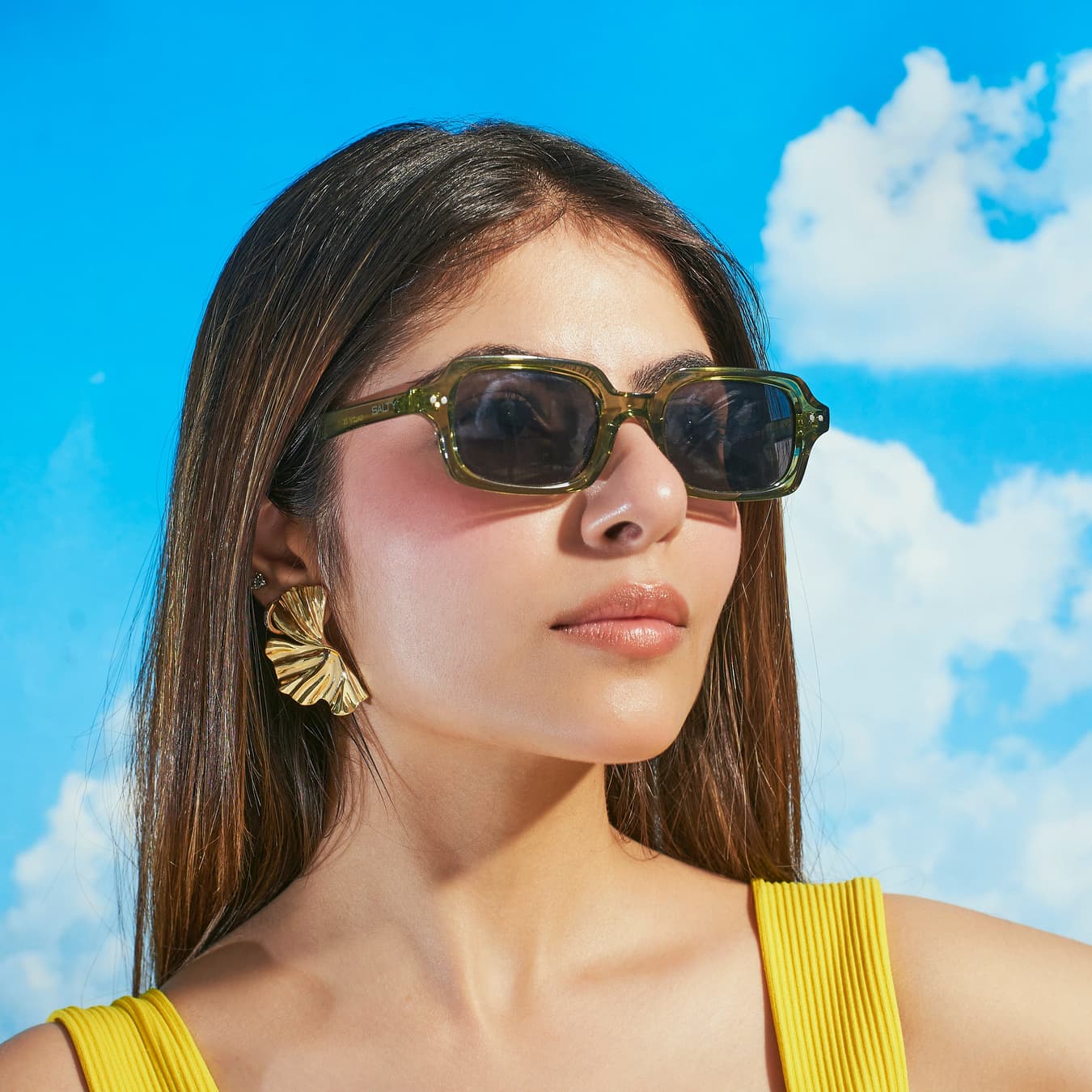 Women's Black Smart Casual Jade Wink Sqaure Sunglasses