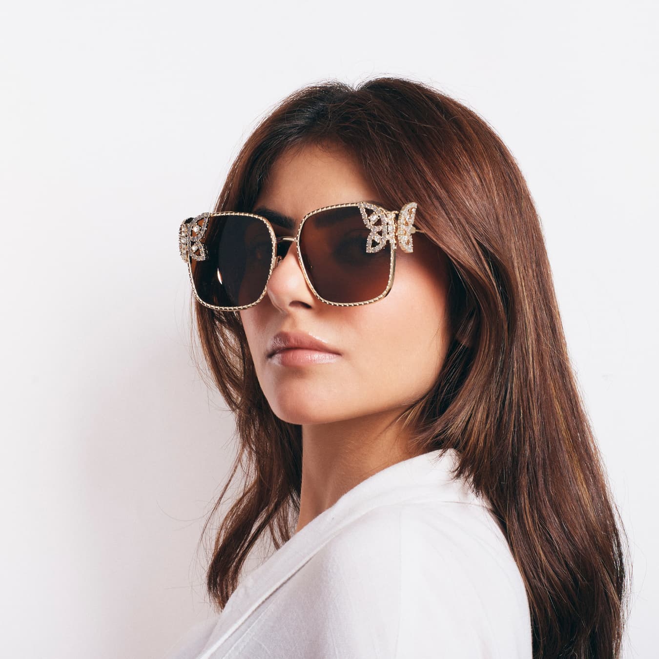 Women's Brown Smart Casual Luxury Butterfly Square Sunglasses